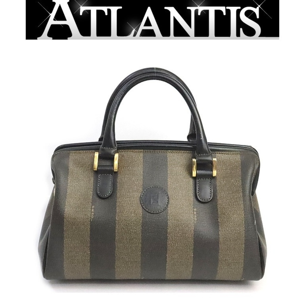 Fendi Pequin Boston Bag Leather Black - Picture 1 of 9